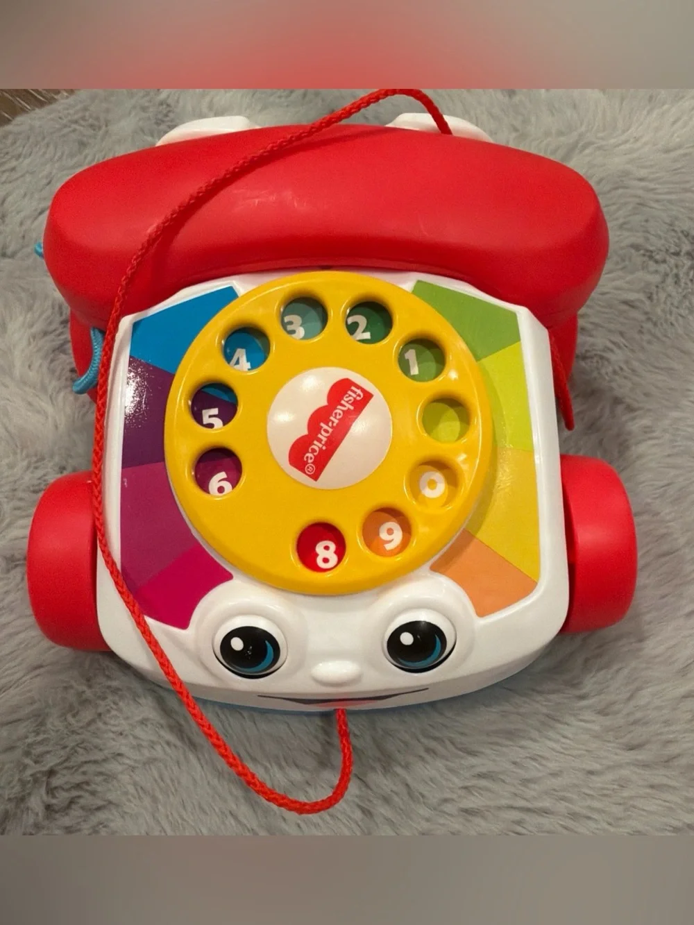 Fisher-Price Bright Red, Yellow and Multicolor Pull-Along Rotary Phone